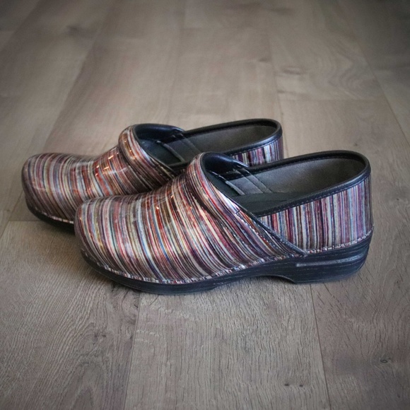 dansko striped clogs